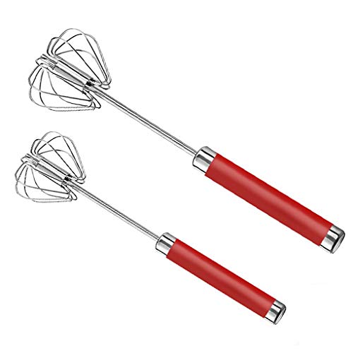 Manueller Schneebesen, drehbar, selbstdrehend, verschleißfester Mixer, Handrührer, Zubehör, Gadget-Utensilien, rot, 30,5 cm von Geardeangloow