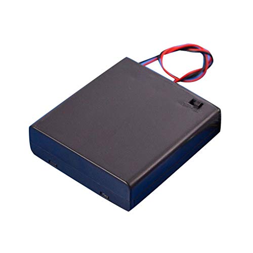 Schwarz 4 AA Batterien Box 6V Deckel Schalter Batteriehalter Case Bracket Batterierack Rack Fach von Geardeangloow