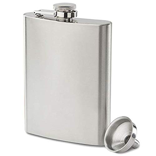 Tragbarer Mini-Flachmann aus Edelstahl, mit Trichter, 237 ml von Geardeangloow