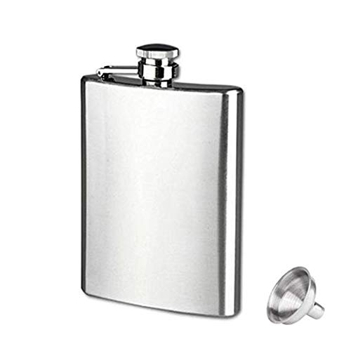 Tragbarer Mini-Flachmann aus Edelstahl, mit Trichter, 266 ml von Geardeangloow