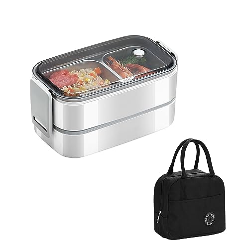 Gearific Bento Box, 304 Edelstahl Lunch Box, 2-Schicht Anti-Leck Erwachsene Bento für Arbeit Büro Picknick Schule Büro (Weiß) von Gearific