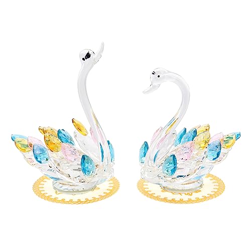 Gearific Crystal Couple Swan Figurine Home Dekoration, Handgemachtes Liebespaar Schwan Statue Ornament, Crystal Crafts Briefbeschwerer Sammlerstück (Pink, Blue) von Gearific