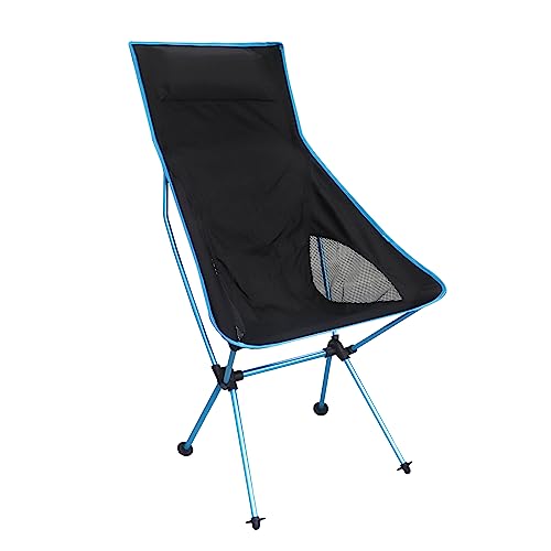 Gearific Leichter klappbarer Campingstuhl mit hoher Rückenlehne, Outdoor-Campingstuhl, tragbarer Rucksackstuhl, für Camping, Strand und Reisen mit kompakter Tragetasche (Blau) von Gearific