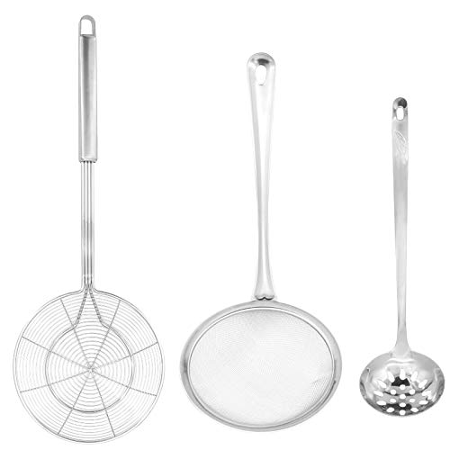 Gearific Siebabschäumer, 304 Edelstahlabschäumer-Set, Sieblöffel Schöpflöffel Schlitzlöffel für die Küche Braten von Nudeln Pasta Spaghetti Chips von Gearific