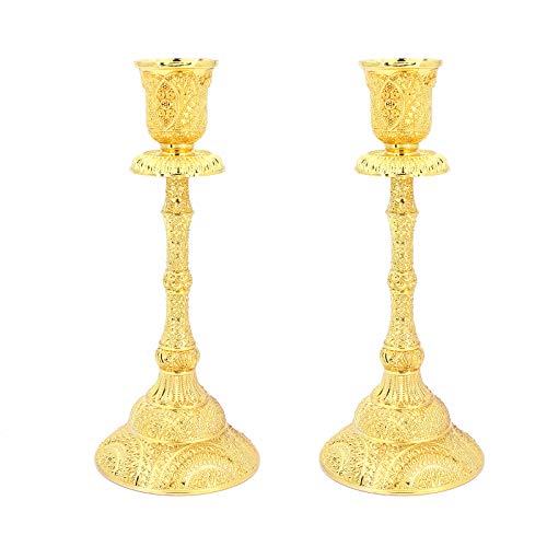 Gearific Taper Candle Holders, versilberte/vergoldete Candlestick Holders 2er-Set für Wohnzimmer-Ornamente Tischdekoration Home Decoration (Gold) von Gearific