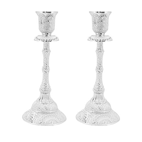 Gearific Taper Candle Holders, versilberte/vergoldete Candlestick Holders 2er-Set für Wohnzimmer-Ornamente Tischdekoration Home Decoration (Silber) von Gearific