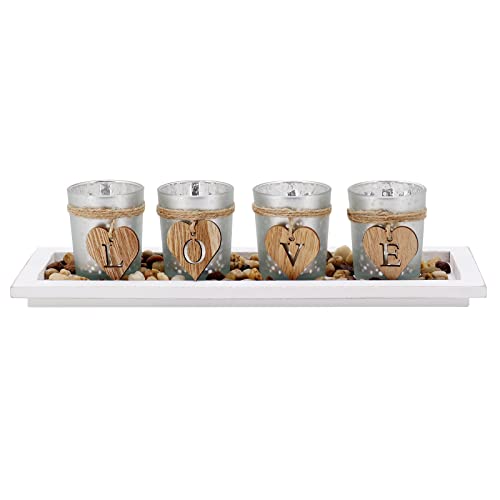 Kerzenhalter-Set, Kerzenhalter aus Glas, Teelichthalter für Tisch, Wohnzimmer, Heimdekoration (Love) von Gearific