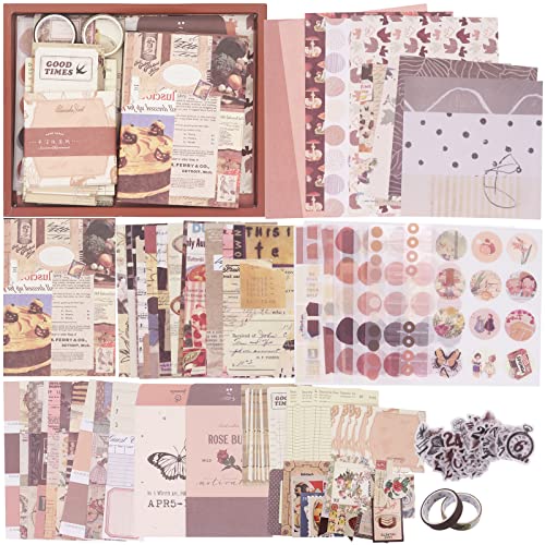 Scrapbooking Supplies Kit, Ästhetische Scrapbook Kit mit A6 Grid Notebook, DIY Journaling Zubehör, Geburtstag Handwerk Geschenk für Teenager Mädchen Kind Frauen (Braun) von Gearific