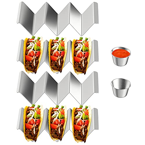 Taco Halter Ständer Edelstahl 4er Set, Taco Rack Shell mit Griffen, Taco Rack hält bis zu 3 Tacos, Grill und Spülmaschinenfest von Gearific