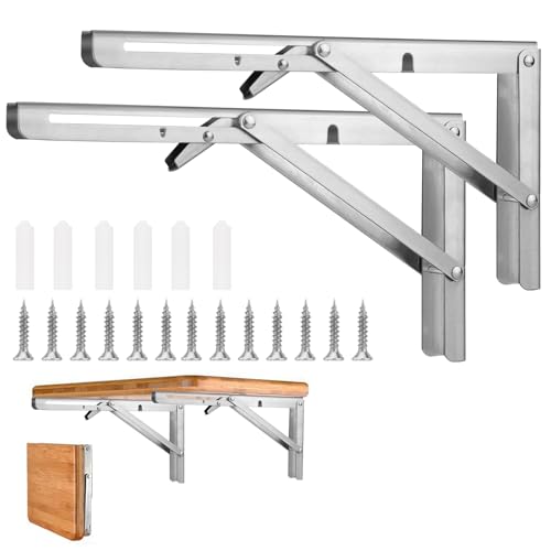 Klappbare Regalhalterungen, maximale Traglast 136 kg, robuste Edelstahl-Regalhalterungen für Tisch, platzsparende DIY-Halterung, 2 Stück (45,7 cm) von Gearmatte
