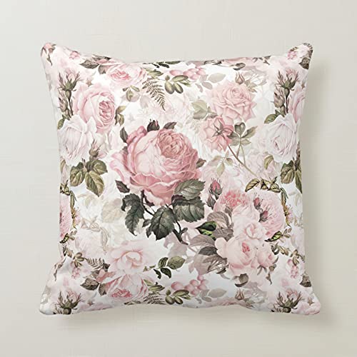 Gearsly Vintage Shabby Chic Rosa Rose Floral Kissenbezug Dekorative Throw Pillow Cover African Black Couple Style Quadratische Kissenbezüge für Sofa Auto Schlafzimmer Wohnzimmer 45,7 x 45,7 cm von Gearsly