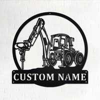 Benutzerdefinierte Bagger Jack Hammer Metall Wandkunst, Personalisierte Name Zeichen Dekoration Für Raum, Wohnkultur von GearwagMetalArt