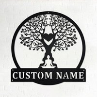Benutzerdefinierte Baum Namaste Herz Metall Wandkunst, Personalisierte Namensschild Dekoration Für Zimmer, Wohnkultur, Benutzerdefinierte von GearwagMetalArt