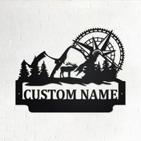 Benutzerdefinierte Berge Hirsch Kompass Metall Wandkunst, Personalisierte Namen Schild Dekoration Für Zimmer, Wohnkultur, Benutzerdefinierte Benutzerdefinierte Berge Hirsch Kompass Metall Wandkunst, Personalisierte Namen Schild Dekoration Für Zimmer, Wohnkultur, Benutzerdefinierte von GearwagMetalArt