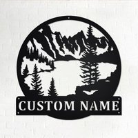 Benutzerdefinierte Bergsee Metall Wandkunst, Personalisierte Namen Schild Dekoration Für Zimmer, Wohnkultur, Benutzerdefinierte Benutzerdefinierte Bergsee Metall Wandkunst, Personalisierte Namen Schild Dekoration Für Zimmer, Wohnkultur, Benutzerdefinierte von GearwagMetalArt