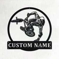 Benutzerdefinierte Bmx Biker Metall Wandkunst, Personalisierte Name Zeichen Dekoration Für Raum, Wohnkultur, Custom von GearwagMetalArt