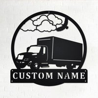 Benutzerdefinierte Box Truck Metallwandkunst, Personalisierter Lkw-Fahrername Zeichendekoration Für Raum, Wohnkultur, Benutzerdefinierter von GearwagMetalArt