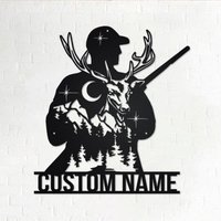 Benutzerdefinierte Deer Jäger Metall Wandkunst, Personalisierte Name Zeichen Dekoration Für Zimmer, Wohnkultur, Benutzerdefinierte Hirsch von GearwagMetalArt