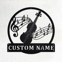 Benutzerdefinierte Geige Musik Metall Wandkunst, Personalisierte Lehrer Name Zeichen Dekoration Für Zimmer, Wohnkultur, Geige von GearwagMetalArt