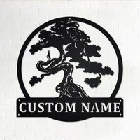 Benutzerdefinierte Nadelbaum-Metallwandkunst, Personalisierte Nadelbaum-Namensschilddekoration Für Raum, Nadelbaum-Wohnkultur, Benutzerdefinierte von GearwagMetalArt