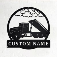 Benutzerdefinierte Roll Off Truck Metallwandkunst, Personalisierte Lkw-Fahrername Zeichendekoration Für Raum, Wohnkultur. Lkw von GearwagMetalArt