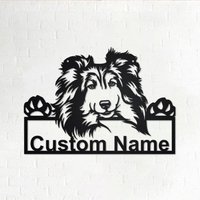 Benutzerdefinierte Shetland Sheepdog Hund Metall Wandkunst, Personalisierte Namensschild Dekoration Für Zimmer, Home Decor von GearwagMetalArt