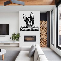 Boston Terrier Hund Metall Schild | Wand Kunst Büro Housewarming Outdoor Metallschild von GearwagMetalArt