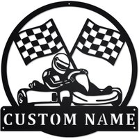Go Kart Racing Metallschild | Metallwandkunst Metallwanddekor Liebhaber Geschenk von GearwagMetalArt