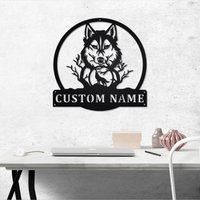 Wolf-Monogramm Personalisierte Metallwanddekor | Wolf Metall Wand Kunst Metallschild Wolfliebhaber Geschenk von GearwagMetalArt