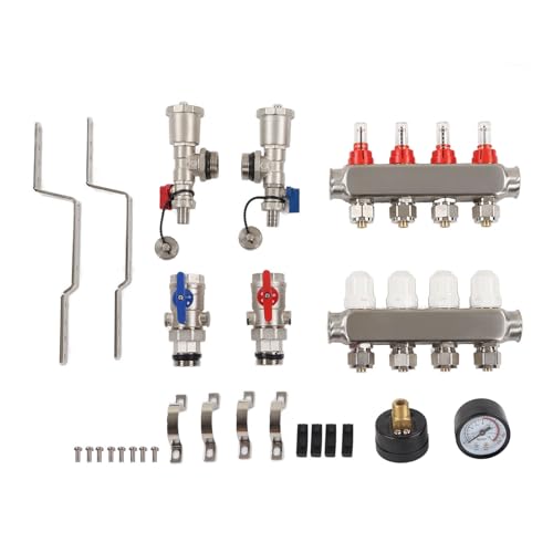 Gearwell Fußboden heizkrümmer, 4 Schleife G1 304 Edelstahl Wärme krümmer Set mit Durchfluss messer Gearwell Fußboden heizkrümmer, 4 Schleife G1 304 Edelstahl Wärme krümmer Set mit Durchfluss messer von Gearwell