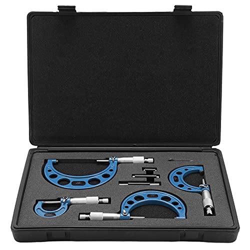 Gearwell Outside-Mikrometer-Set, 0-4-Zoll-Mikrometer-Werkzeug, Präzisionsmessstättespur, Kalibrierungsstandards mit Schraubenschlüssel, Maschinistenmessinstrument von Gearwell