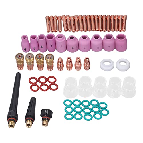 Gearwell TIG -Schweißzubehör -Set, 68pcs Elektrodenspulenglasbecher, PTFE -Frontabdeckungsstecker, für WP 17 18 26 Taschenlampe, Schweißbrenner -Teile -Kit, TIG von Gearwell