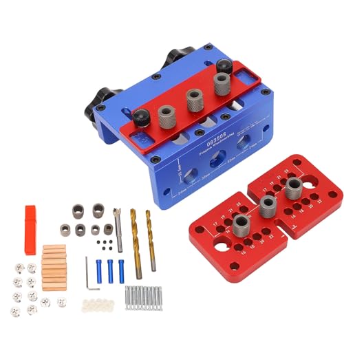 Gearwell Wood Dowel Loch Bohrhandbuch, Holzbearbeitungsbohrer -Jig, Dübel -Nocken -Jig, Möbelbohranleitung, 3 in 1 Positionierungswerkzeugkit für Möbelreparaturen von Gearwell