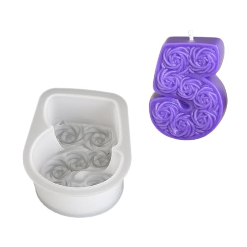 0-8 Rose Numbe Kerzenform Silikonformen Duft Fondant Kuchenformen Gusspflaster Duft Rosenzahl Silikonform Epoxidharzpflaster von Geavonyg