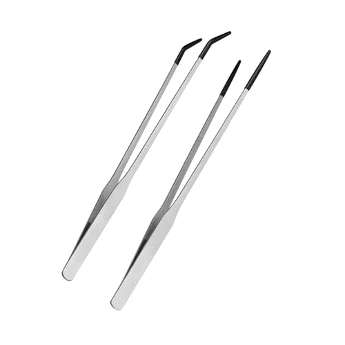 2Pack Heavy Duty Reptiles Die Zangen Gerade & Gebogene Pinzetten Mit Einem Strukturierten Zur Verbesserung Der Steuerbarkeit Gerader Und Gekrümmter Fütterungszange Für Haustier Füttern von Geavonyg