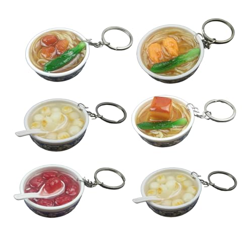 6pcs Kleine Spielzeugfutter Schlüsselbund Simulation Kreative Köstliche Keyring Küchendekoration Zubehör Set Lebensmittelmodell Set Lebensmittelmodell von Geavonyg
