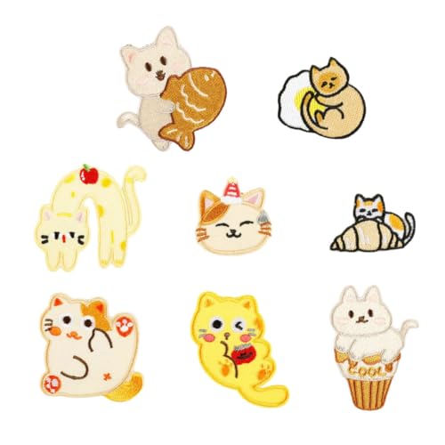 8 PCs Kätzchen Bestickte Flecken Cartoon Katzen Nähen Bügel von Geavonyg
