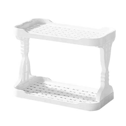Geavonyg Funktionelle Doppelschicht Organisatoren Desktop Organisatoren Rack Doppelschicht Lagerregal Für Küche Und Badezimmer Weißen Raumsparregal Rack von Geavonyg