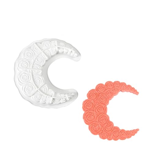 Rose Moon Silicon Formen Lebensmittel Sichere Materialien Für Mousses Kuchen Schokoladenseife Kerze Backzubehör Moon Form Rosenkuchen Mit Silikon von Geavonyg