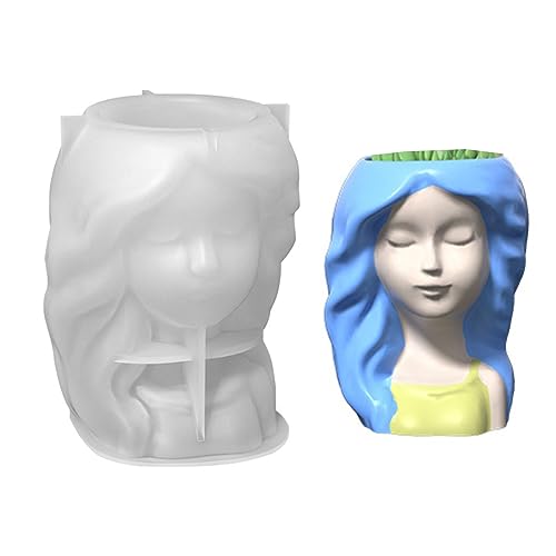 Süße Mädchen Stifthalter Blumentopf Silikonform Epoxidharz Schimmel Safter Pflanzer Für Harz Dekors Sukkulenten Pflanzer Für Homes Office Desktop Dekorationen von Geavonyg