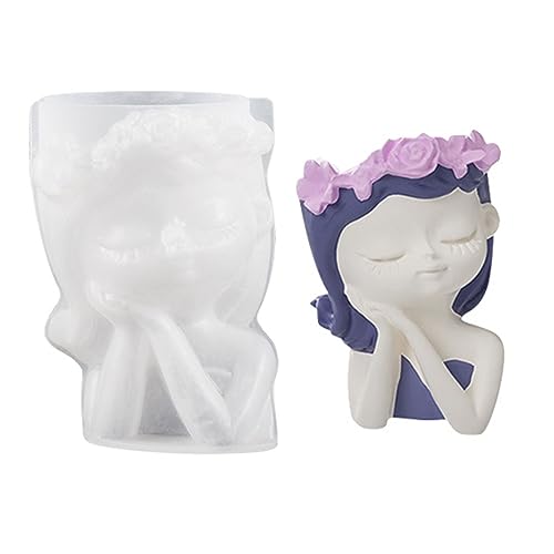 Süße Mädchen Stifthalter Blumentopf Silikonform Epoxidharz Schimmel Safter Pflanzer Für Harz Dekors Sukkulenten Pflanzer Für Homes Office Desktop Dekorationen von Geavonyg