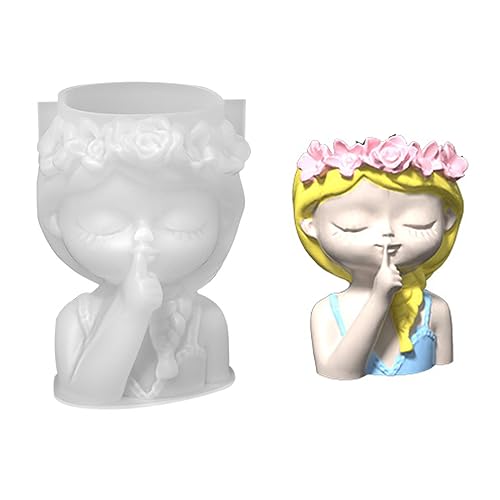 Süße Mädchen Stifthalter Blumentopf Silikonform Epoxidharz Schimmel Safter Pflanzer Für Harz Dekors Sukkulenten Pflanzer Für Homes Office Desktop Dekorationen von Geavonyg