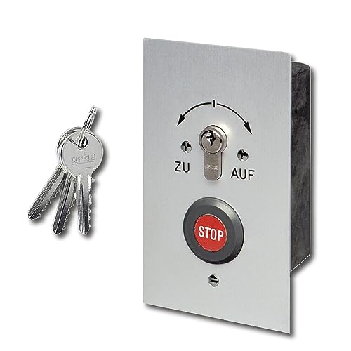 Schlüsselschalter Unterputz Schlüsseltaster GEBA S-EPZ 2-2T Tor Antrieb Motor mit Stop Taste von Geba