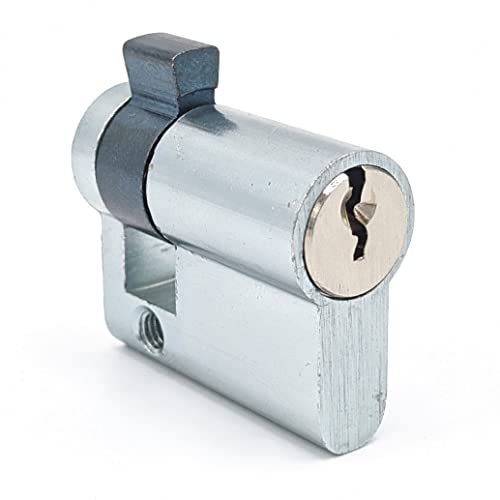 geba DIN18252 Aluminium Profilhalbzylinder für geba Schlüsselschalter, mit Messingkern, Schließnasenstellung 0°, nicht verstellbar, Zylinderlänge: 40mm, inkl. 3 Schlüssel von Geba