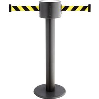 RS-GUIDESYSTEMS® Gurt-Absperrpfosten, 2-seitig, aus Metall + 2 Wandclips, schwarz / gelb diagonal gestreift von RS-GUIDESYSTEMS®