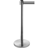 RS-GUIDESYSTEMS® Gurt-Absperrpfosten, Edelstahl, Gurtbreite 50 mm, schwarz / weiß horizontal gestreift, 4,0 m von RS-GUIDESYSTEMS®