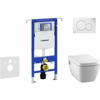 Duofix - Installationselement für Wand-WC mit Betätigungsplatte SIGMA01, Alpinweiß + Tece One - wc und wc Sitz, randlos, SoftClose 111.355.00.5 NT1 von Geberit