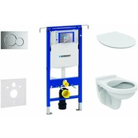 Geberit Duofix - Installationselement für Wand-WC mit Betätigungsplatte SIGMA01, Chrom glänzend + WC Alpha und WC Sitz 111.355.00.5 ND2 von Geberit