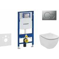 Duofix - Installationselement für Wand-WC mit Betätigungsplatte SIGMA01, Chrom matt + Ideal Standard Tesi - wc und wc Sitz, Aquablade, SoftClose von Geberit