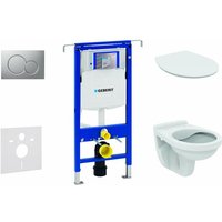 Geberit Duofix - Installationselement für Wand-WC mit Betätigungsplatte SIGMA01, Chrom matt + WC Alpha und WC Sitz 111.355.00.5 ND3 von Geberit